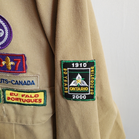 Vintage Beige Boy Scouts of Canada Shirt Men's small. Made in Canada - Picture 3 of 7